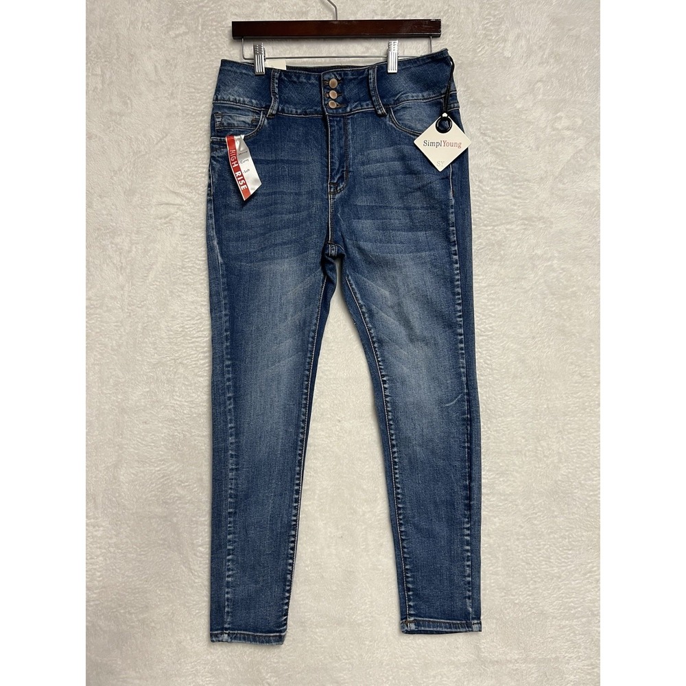 SimplyYoung High Rise Curvy Skinny Push Up Ankle Jeans Women's 13 NWT Hole